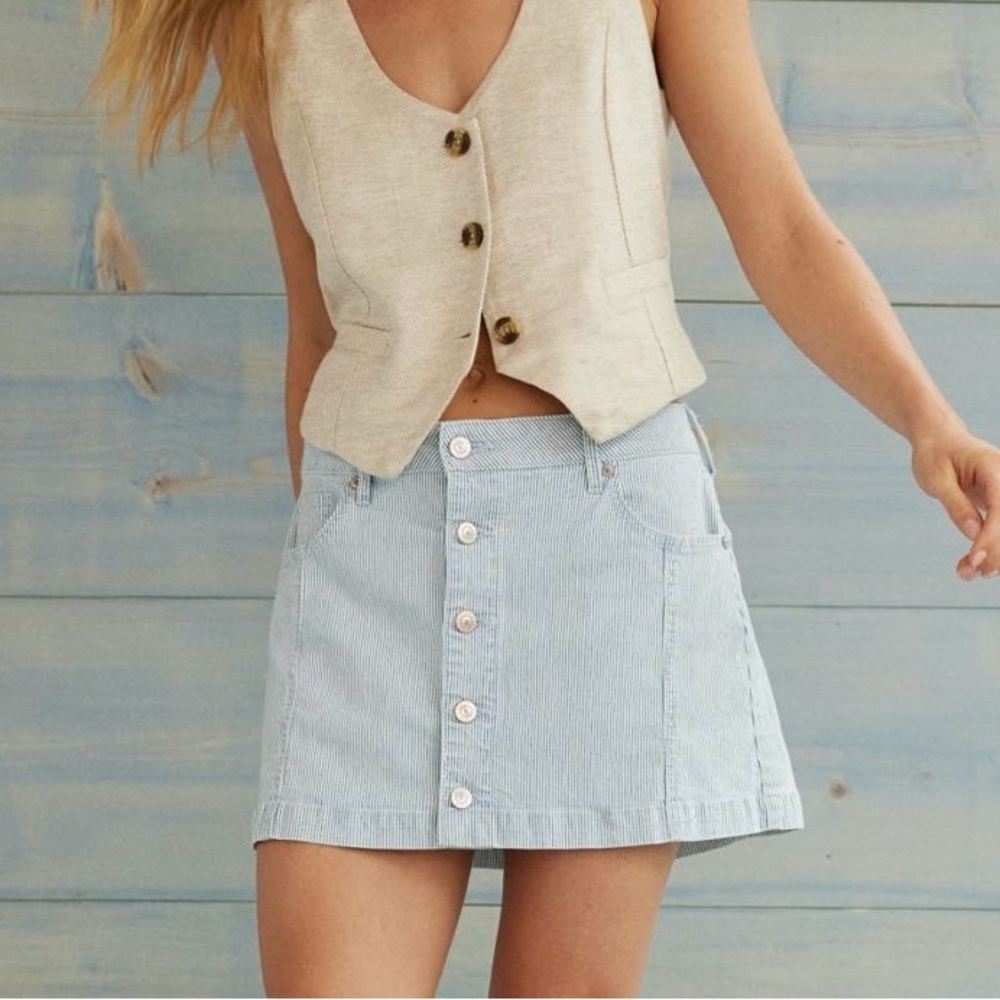 American Eagle Stretch preppy academic Striped Mini Skirt 12